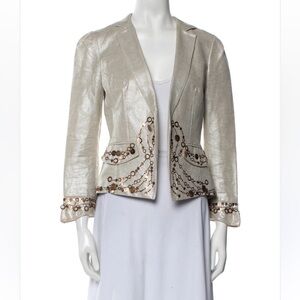 Diane Von Furstenberg Cavandish Shimmering Gold Copper Linen Blend Blazer Size 6